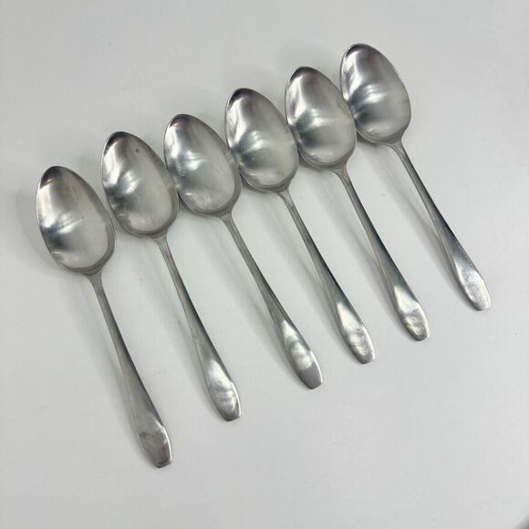 Cooper Bros. Stainless England QUEEN ANNE Set of 6 Place Table Spoons Gumbo - Picture 1 of 4